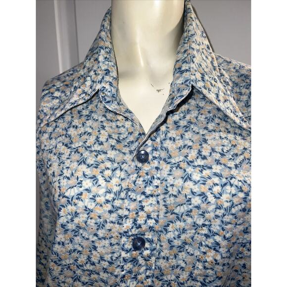 Vintage men’s floral H.I.S Pointed Collar Button Down Disco Clubbing Shirt - Picture 2 of 6